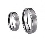(2) Ring Set 8mm Men's & 6mm Women Tungsten Carbide Engagement Wedding Bands (Available Sizes 4-15 Including Half Sizes)