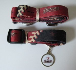Houston Astros Pet Accessories Set - Small (6' Leash, Collar, and ID Tag)