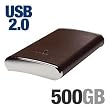 Iomega eGo Portable Brown Genuine Leather - Hard drive - 500 GB - external - 2.5" - Hi-Speed USB - brown