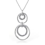 Sterling Silver & Diamond Circles Pendant with 18 Chain