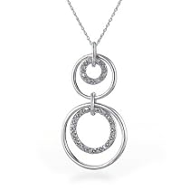 Sterling Silver & Diamond Circles Pendant with 18" Chain