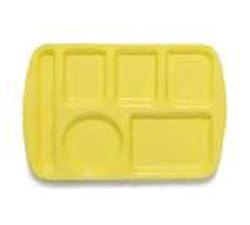Food Service Rectangular Compartment Lunch Tray, 6 Compartment, Left-Handed, Yellow