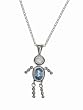 Sterling Silver Boy March Birthstone Necklace with Rolo Chain