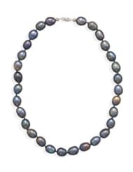 Peacock Pearl Strand Necklace 14K White Gold Individually Knotted, Made in the USA