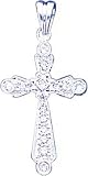 14K White Gold Diamond Cross Pendant Charm Jewelry