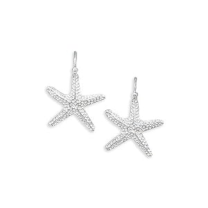 Click to buy Maine Wedding Venues: Textured Sterling Silver Starfish French Fish Hook Wire Earringsfrom Amazon!