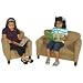 Childs Play Wooden Frame Upholstery Pattern Furniture Set with Legs, Khaki (2 Piece)