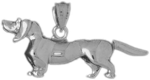 Genuine 14k White Gold 3-D Dauchshund Dog Charm Pendant. (approximate weight 8 grams)