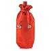 Red Silk Snowflakes Swirls Cloth Wine Bottle Gift Bag