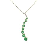 10k Yellow Gold Emerald and Diamond Journey Curve Pendant, 18