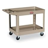 Rubbermaid-Heavy Duty 2 Shelf Utility Cart, Structural Foam, 18w x 39d x 33h, Beige (RUB452088BG)