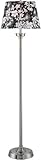 IMAGE OF Lite Source LS-81145 Florrie Floor Lamp, Polished Steel with Floral Printed Black Fabric Shade