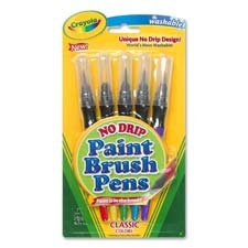 Crayola LLC Products - Paint Brush Pens, Washable, Nontoxic, 5/PK, Assorted - Sold as 1 PK - Paint Brush Pens are perfect for any art project. Applicator features a unique no drip design, and provides smooth continual flow of paint. Requires no squeezing 
