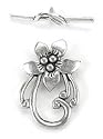 Blue Moon Metal Toggle Clasp - Flower 2PK/Silver