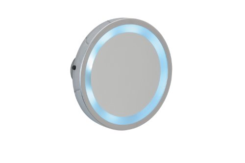 Wenko 3656450100 LED Wandspiegel Mosso - 300%, 3 Saugn&auml;pfe, Chrom, Glas, &Oslash; 15 x 2.5 cm, Spiegel-&Oslash; 11.5 cm