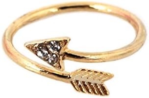 Midi Arrow Shaped Ring With Studded Rhinestones