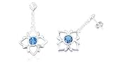 Round Cut London Blue Topaz Dangling Earrings Sterling Silver