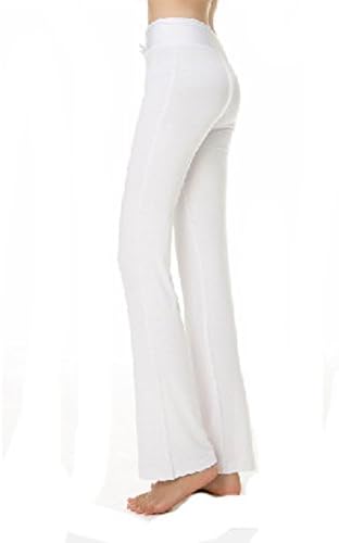 Sasamo Women's Slimming Cotton Yoga Pants (White,L)