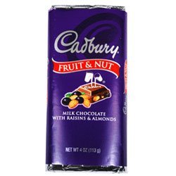 Cadburys Fruit & Nut Milk Chocolate Bar with Almonds - 4 Oz  Bar, 24 ea by HERSHEY CHOCOLATES.