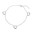 Sterling Silver Triple Hearts Anklet