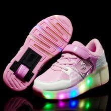 Child Heelys Jazzy Junior Girls Boys LED Light Heelys Roller Skate Shoes For Children Kids Sneakers With Wheels pink