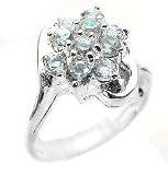 Sterling Silver Baby Blue Topaz Cluster Ring (Size 9)