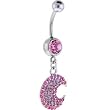 Swarovski Pink Half Moon Dangle Belly Ring