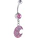Swarovski Pink Half Moon Dangle Belly Ring