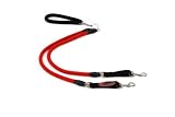 EZ Steps Low Impact Shock Absorbing Coupler Leash for Walking Two Dog up to 200 lbs. Combined Weight - Red