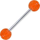 Barbell - Tangerine GLITTER Tongue Ring