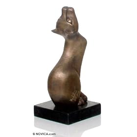 Bronze sculpture, 'Guardian of the Cats'