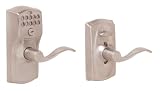 Tools & Hardware : Schlage FE595VCAM626ACC Camelot Keypad Accent Lever Doorlock, Satin Chrome