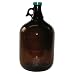 Vestil JUG-G-1A-CS Glass Round Jug with PTFE Liner Green Cap, 7" Diameter x 12" Height, 1 Gallon Capacity, Amber (Pack of 4)