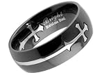 Black & Silver Color - Celtic Cross Ring - Christian Ring - Biker Rings - Gothic Cross Ring Style for men ring sizes 9, 10, 11, 12, 13.
