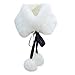Buddy Women Fashion Faux Fur Ball Scarf Soft Collar Wrap Shawl Elegant Neck Warmer White