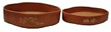 Traditional rectanglar asian bonsai planters / pots - terracotta ceramic, set of 2, flared with drainage