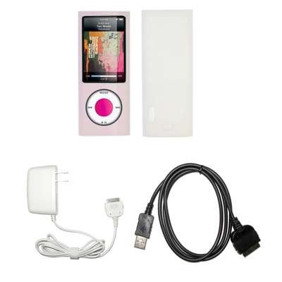 Premium Clear Soft Silicone Gel Skin Cover Case + Wall Travel/Home Charger + USB Data Charge Sync Cable for Apple iPod Nano 5G, 5th Generation