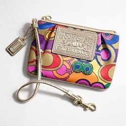 Coach Poppy Signature Wristlet Case Bag for IPOD 43273 Gold Multi