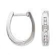 14k White Gold & Diamond Channel-Set Oval Hoop Earrings (0.25ctw)