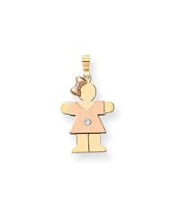 14k Two-tone AA Diamond Kid Pendant Diamond quality AA (I1 clarity, G-I color)