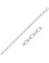 4.6mm 14K White Gold Oval Rolo Bracelet