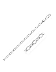 4.6mm 14K White Gold Oval Rolo Bracelet