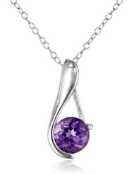 Sterling Silver African Amethyst Drop Pendant Necklace, 18"