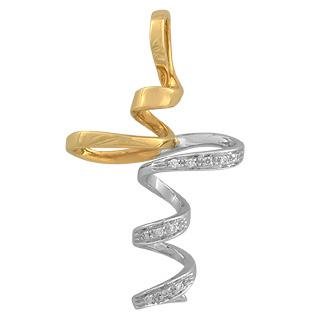 Forzieri 18K Yellow & White Gold Twisting Cross Pendant with Diamond