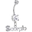 Crystalline Gem SCORPIO Dangle Belly Ring