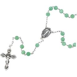 Sterling Silver Green Jade Rosary