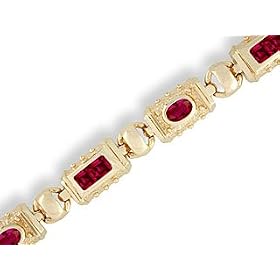 14K Yellow Gold Genuine Square Ruby Bracelet by Jewels For Me