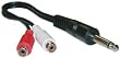 1/4 Mono Male / 2 RCA Female, 6" Y Adaptor