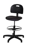 Ergo Ease 52043 Shop Chair, Workbench Height, Industrial Grade Polyurethane, Black and Chrome
