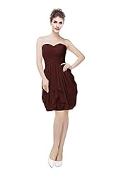 Strapless Cocktail Short Sweetheart Ruched Lace-Up Chiffon Homecoming Dress/Bridesmaid Dress/Prom Dress/Party Dress/Wedding Dress 